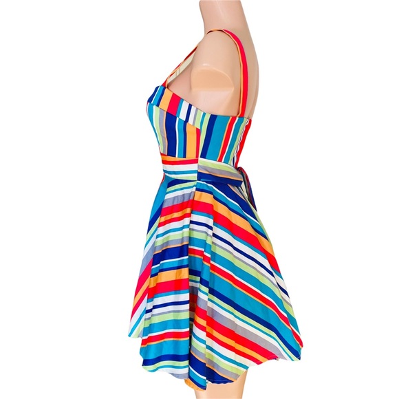 lxia Modcloth Colorful Days Bright Striped Pin-up Fit and Flare Mini Dre… - Picture 3 of 9